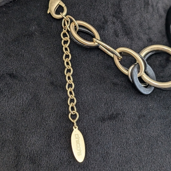 Chico's Black Label Retired Black And Matte Gold Tone Statement Necklace - Picture 6 of 10